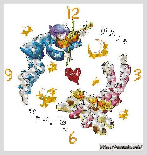 Download embroidery patterns by cross-stitch  - Часы из серии «любовные истории» (4)