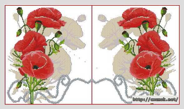 Download embroidery patterns by cross-stitch  - Диптих маки