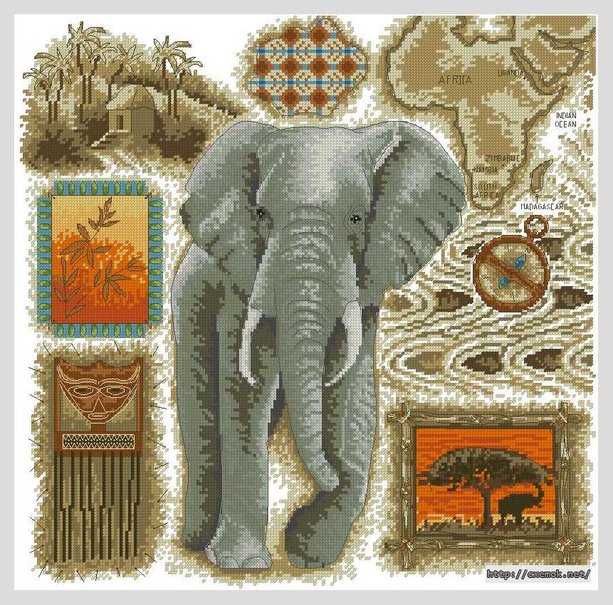 Оригинал - Схема вышивки «Два слона» - Автор «xa00p» - Авторы - Вышивка крестом