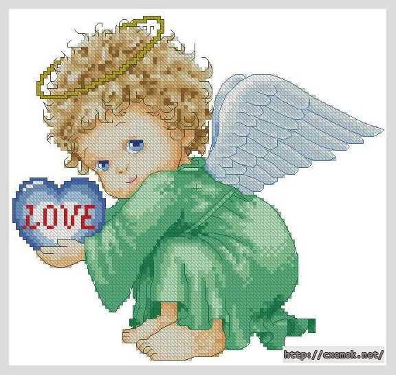 Download embroidery patterns by cross-stitch  - Мальчик ангел