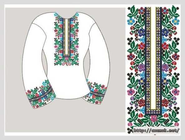 Скачать схемы вышивки нитками / крестом  - Сорочка жіноча «борщагівська вишиванка»