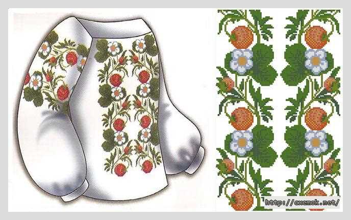 Download embroidery patterns by cross-stitch  - Дитяча сорочка «полуничка»