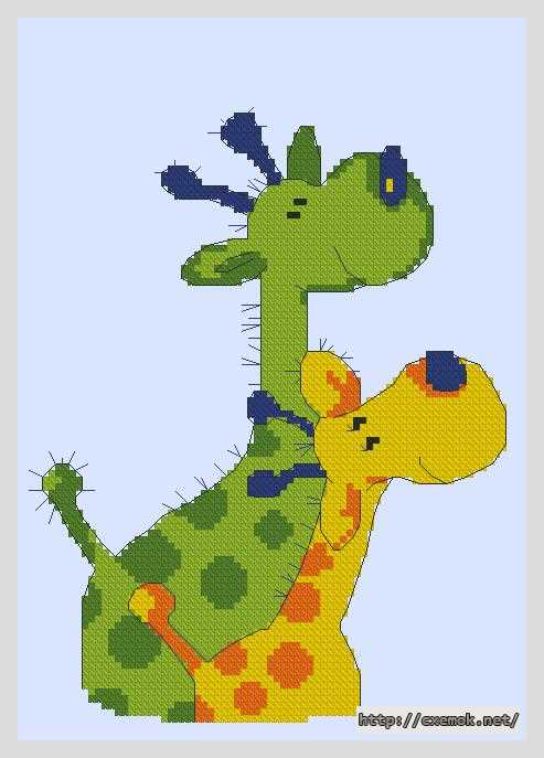 Download embroidery patterns by cross-stitch  - Тонированные жирафы