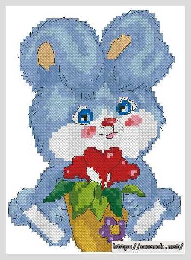 Download embroidery patterns by cross-stitch  - Синий кролик