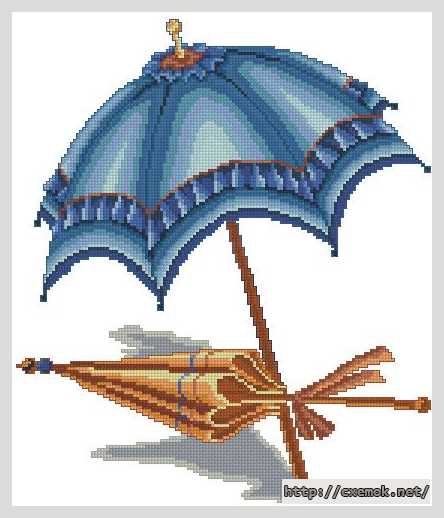 Завантажити схеми вишивки нитками / хрестом  - Синий зонтик