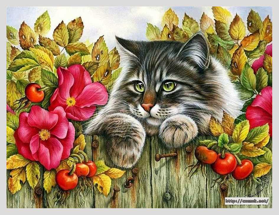 Download embroidery patterns by cross-stitch  - Кошка