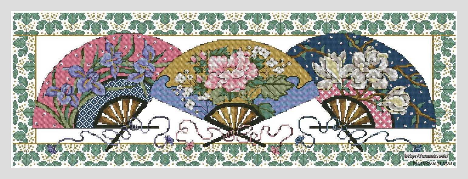 Download embroidery patterns by cross-stitch  - Три восточных веера