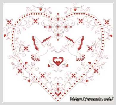 Download embroidery patterns by cross-stitch  - Сердце с голубями