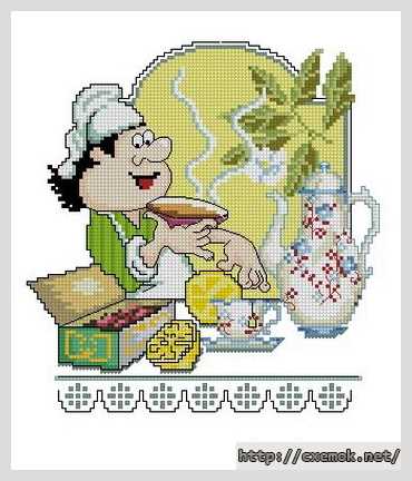 Download embroidery patterns by cross-stitch  - Чай