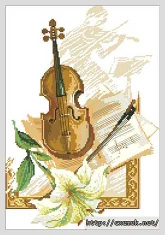 Схема вышивки «Розы и скрипка» (№2640504)