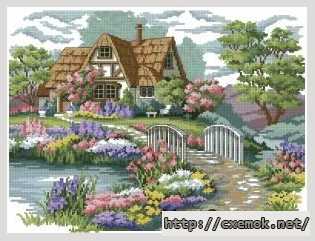 Download embroidery patterns by cross-stitch  - Милый коттедж
