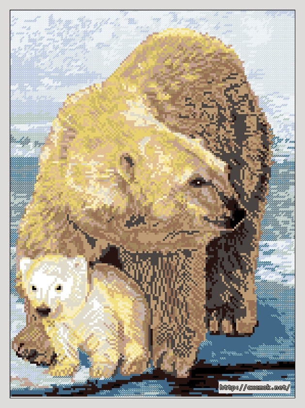 Завантажити схеми вишивки нитками / хрестом  - Белые медведи, автор 