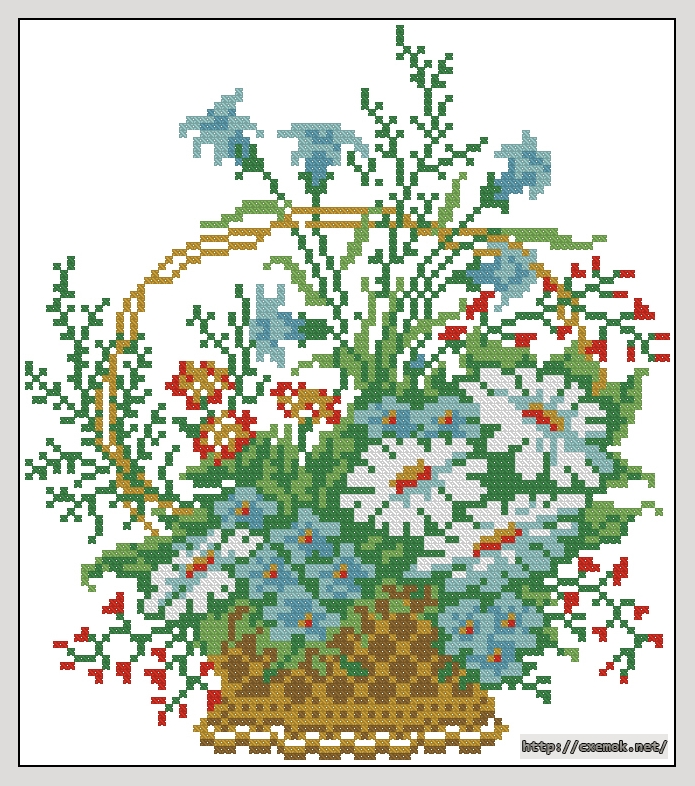 Download embroidery patterns by cross-stitch  - Цветы в корзине, author 