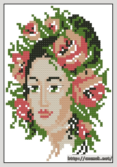 Download embroidery patterns by cross-stitch  - Дама в цветах, author 