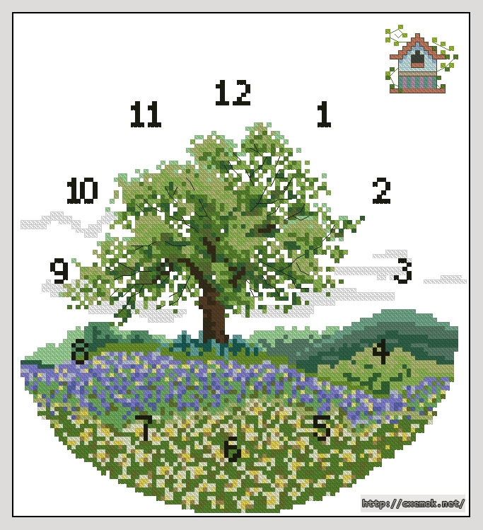 Download embroidery patterns by cross-stitch  - Часы 