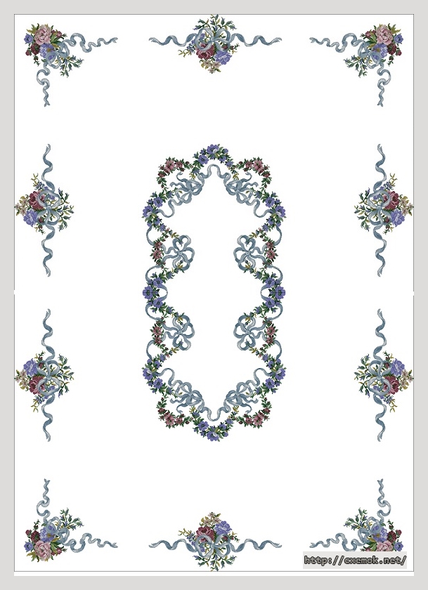 Download embroidery patterns by cross-stitch  - Romantic tablecloth