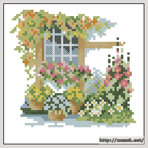 Download embroidery patterns by cross-stitch  - Raam met bloemen, author 