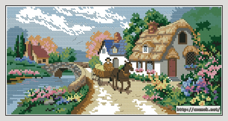 Download embroidery patterns by cross-stitch  - Village serene, author 