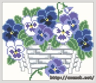 Download embroidery patterns by cross-stitch  - Stiefmutterchenkorb in blau