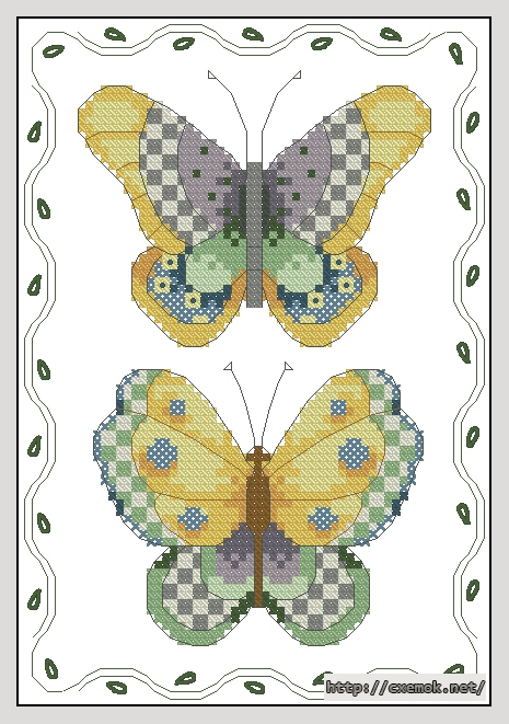 Скачать схемы вышивки нитками / крестом  - Butterfly pair, автор 