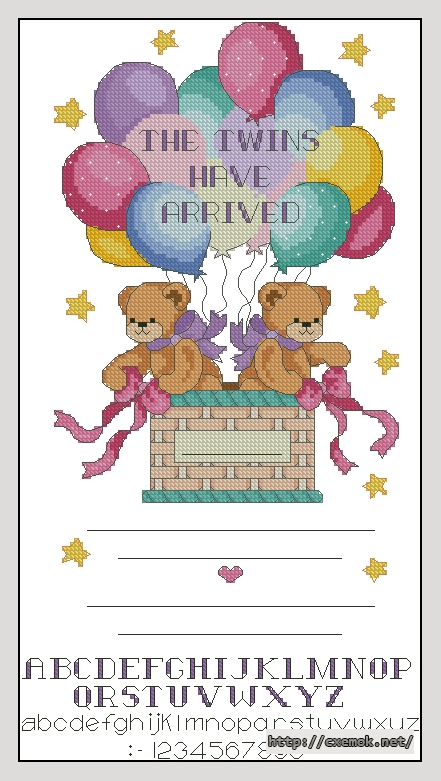 Download embroidery patterns by cross-stitch  - Birth record bear, author 
