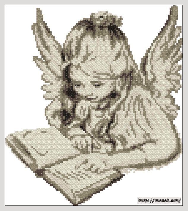 Скачать схему вышивки нитками Ангел с книгой, автор 