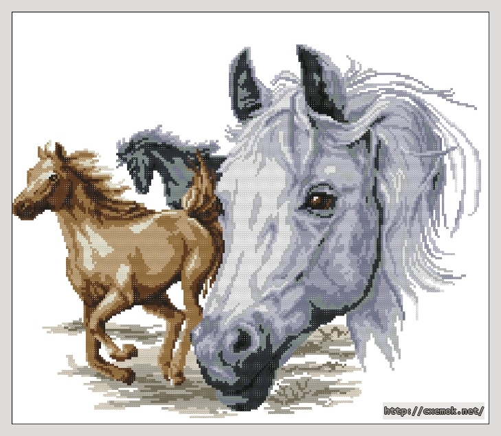 Скачать схемы вышивки нитками / крестом  - Free running horses, автор 