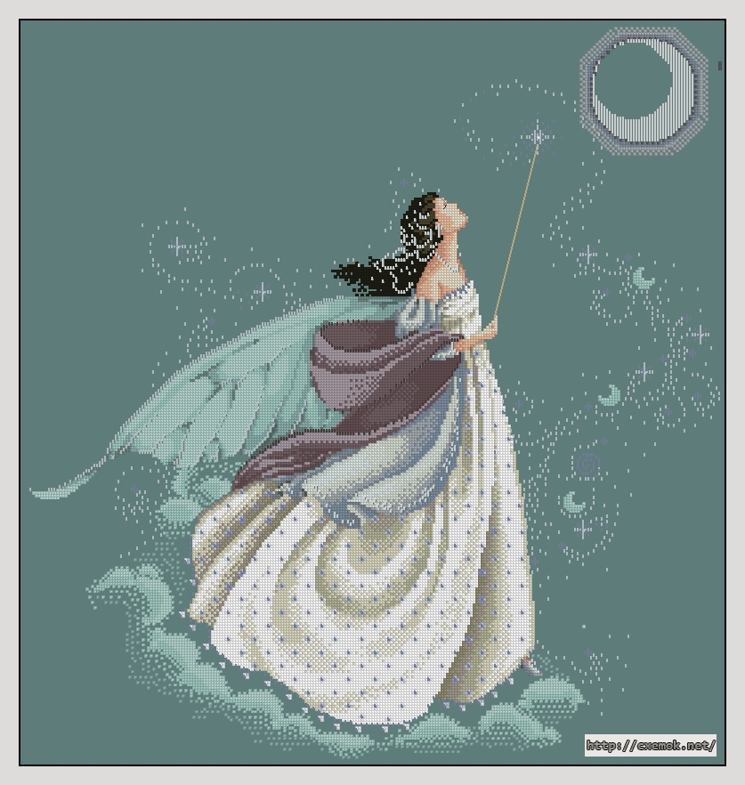 Download embroidery patterns by cross-stitch  - The fairy moon, author 