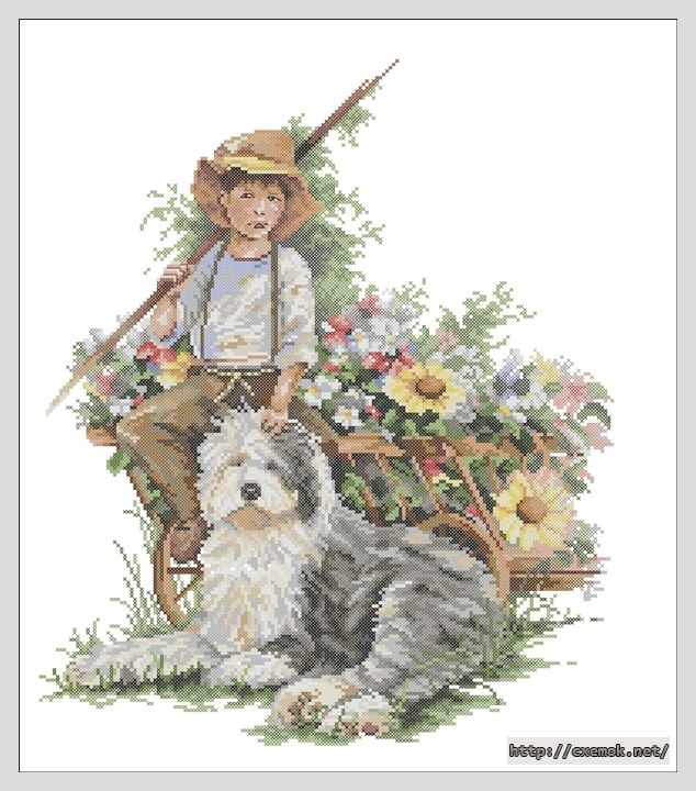 Download embroidery patterns by cross-stitch  - Jongen met hond, author 