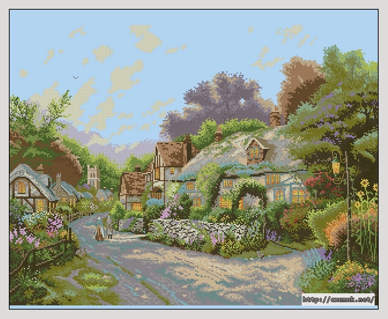 Download embroidery patterns by cross-stitch  - Cobblestone village, author 