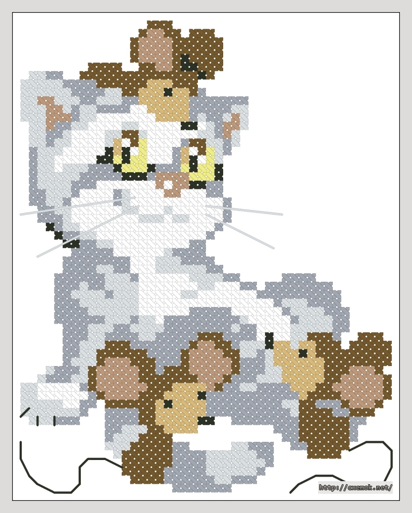 Download embroidery patterns by cross-stitch  - Кот с мышками, author 