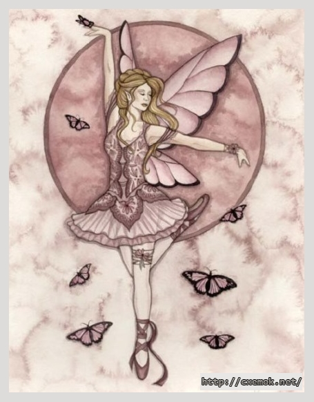 Download embroidery patterns by cross-stitch  - Butterfly ballerina mauve, author 
