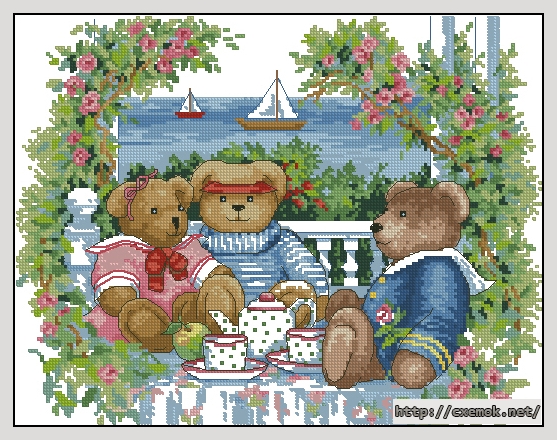 Download embroidery patterns by cross-stitch  - Teddy teatime, author 