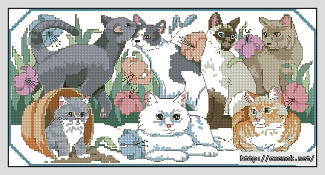 Download embroidery patterns by cross-stitch  - Purrfect garden, author 