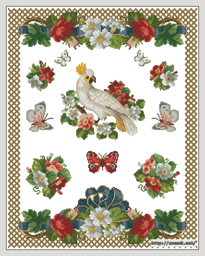 Download embroidery patterns by cross-stitch  - Cockatoo sampler, author 