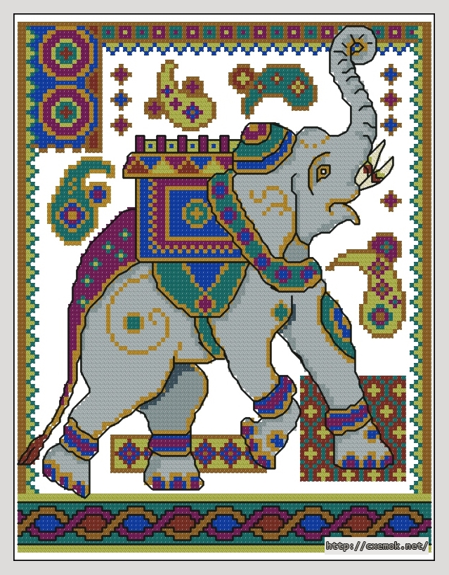 Скачать схемы вышивки нитками / крестом  - Индийский слон, автор 