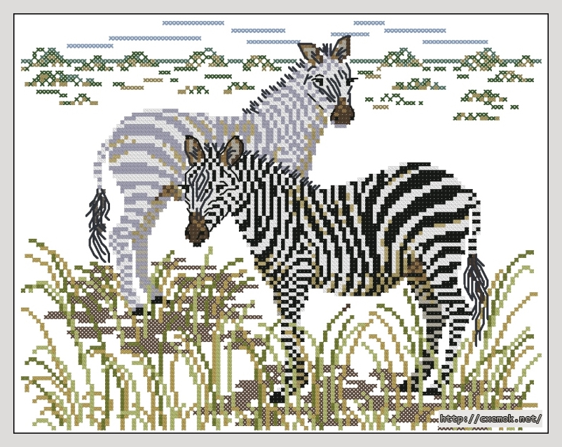 Скачать схемы вышивки нитками / крестом  - Savanna zebra, автор 