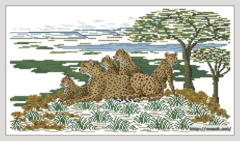 Скачать схемы вышивки нитками / крестом  - Savanna cheetahs, автор 