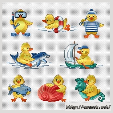 Download embroidery patterns by cross-stitch  - Canard joueur, author 