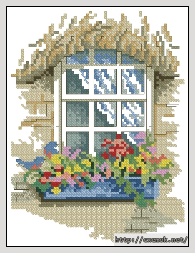 Скачать схемы вышивки нитками / крестом  - Garden window, автор 