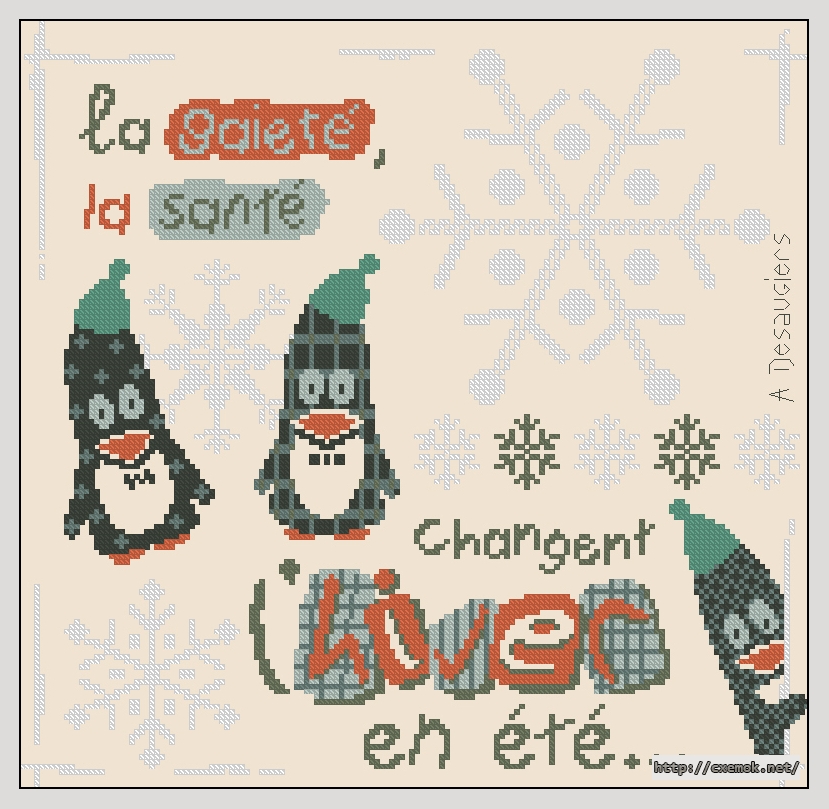 Download embroidery patterns by cross-stitch  - Les pingouins, author 