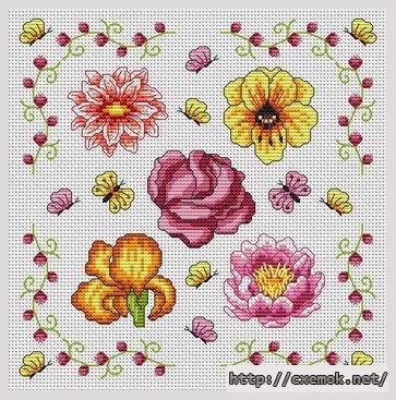 Download embroidery patterns by cross-stitch  - Fleurs en croix, author 