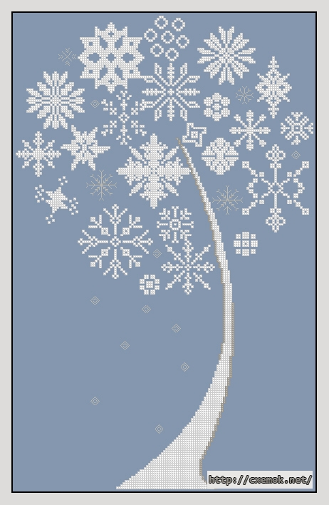 Скачать схемы вышивки нитками / крестом  - Snowflake tree, автор 