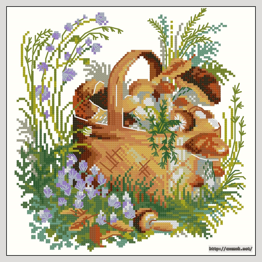 Download embroidery patterns by cross-stitch  - Грибное лукошко, author 
