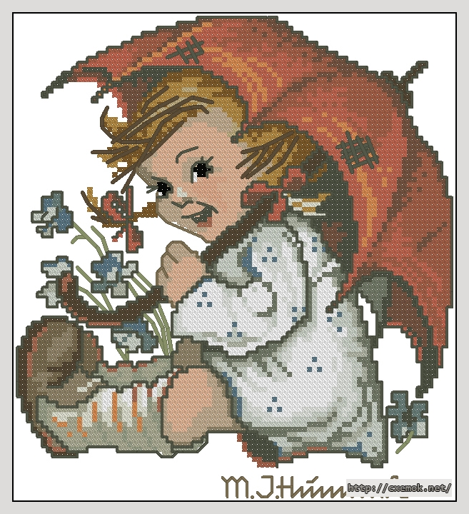 Download embroidery patterns by cross-stitch  - Ready for rain - girl, author 