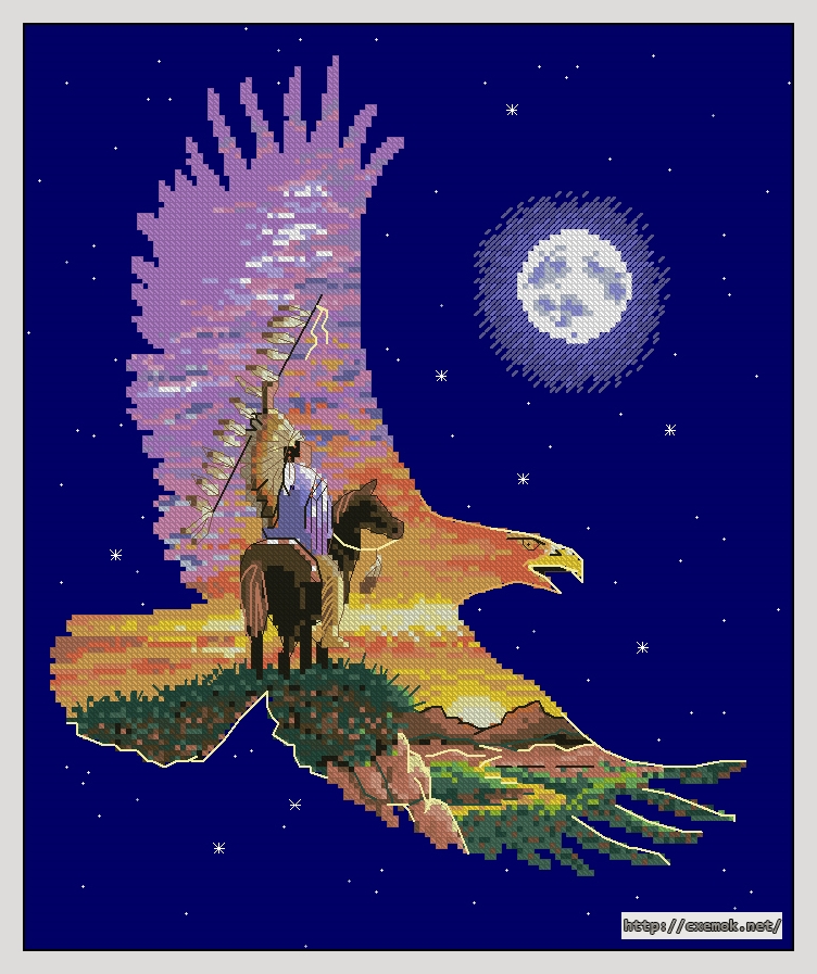 Download embroidery patterns by cross-stitch  - Spirit of the eagle, author 