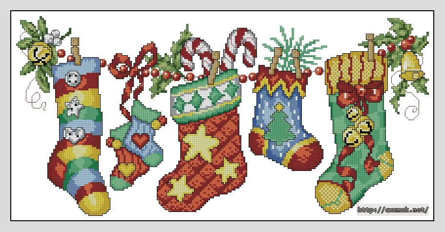 Download embroidery patterns by cross-stitch  - Cheery christmas stockings, author 