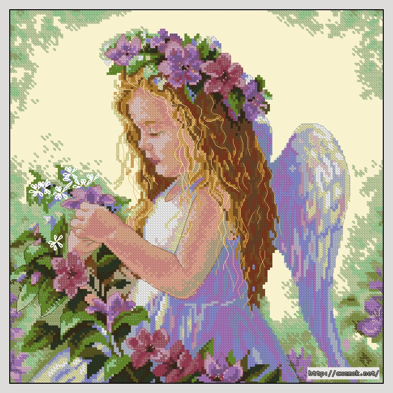 Download embroidery patterns by cross-stitch  - Passion flower angel, author 