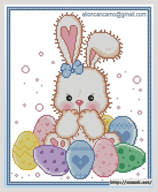 Download embroidery patterns by cross-stitch  in the format .pdf - Coniglio pasquale, author 