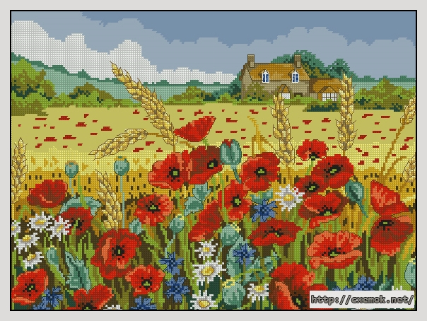 Download embroidery patterns by cross-stitch  - A host of poppies, author 